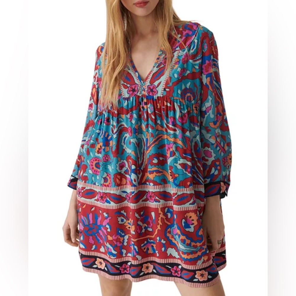 ba&sh Maureen‎ Floral Border Print Boho Tunic Dress XS